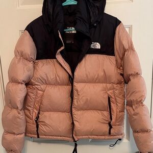 The North Face Blush and Black Puffer Jacket